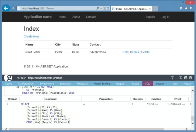 SQL Query in Glimpse